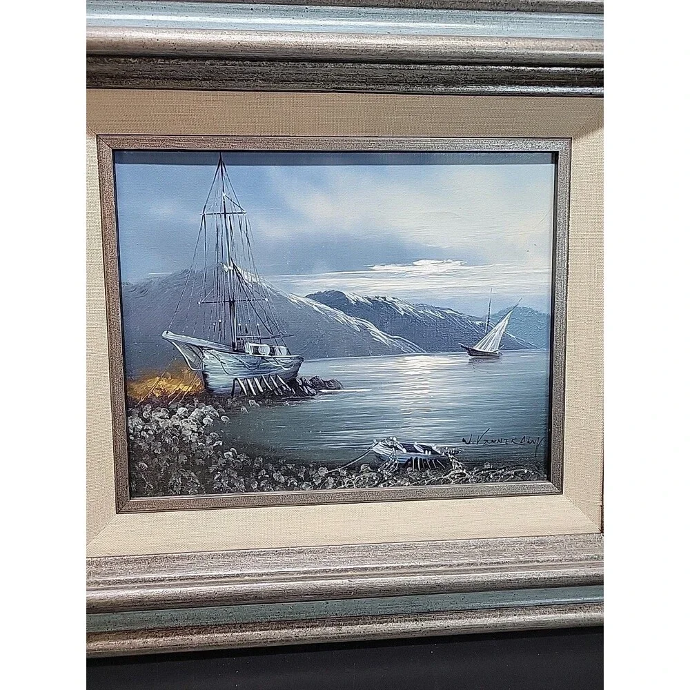 W. Vennekamp‎ Nautical Ships Boats Ocean Seascape Art Oil Painting on Canvas